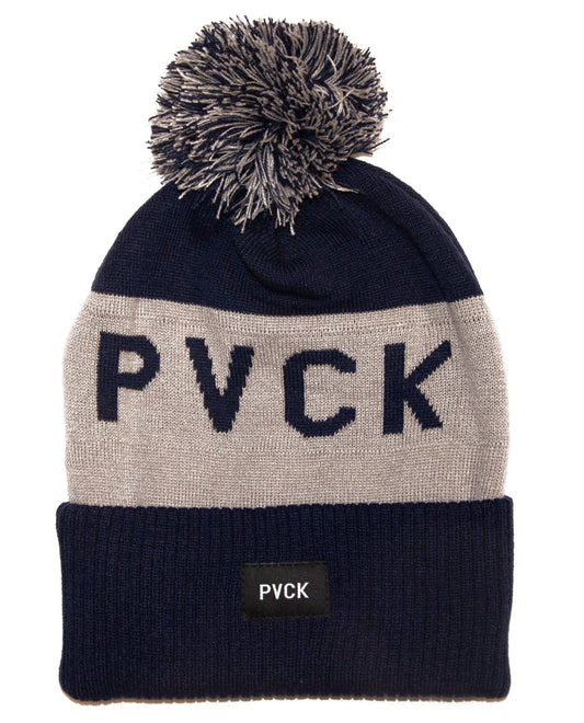 PVCK Cuff Knit Jacquard with Multi Pom